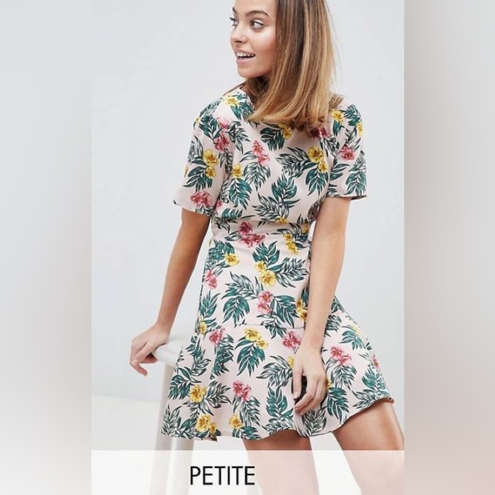 Floral Print Dress with Pink and Yellow Flowers